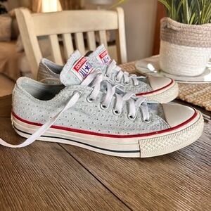 Converse All Star Low Top Sneakers Perforated Canvas Casual Shoes red‎ blue 7